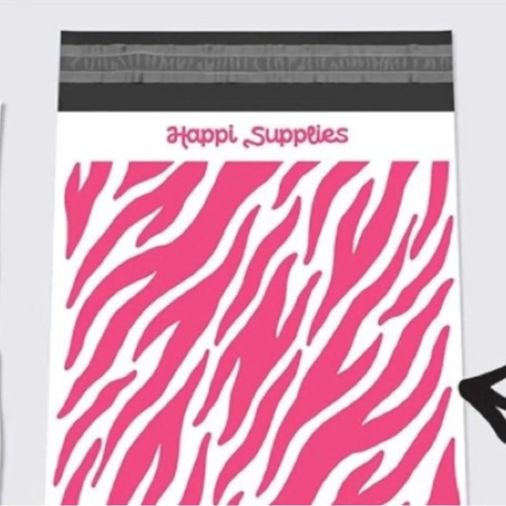 Hot Pink Tiger Print Polymailers. 10 x 13  qty  50